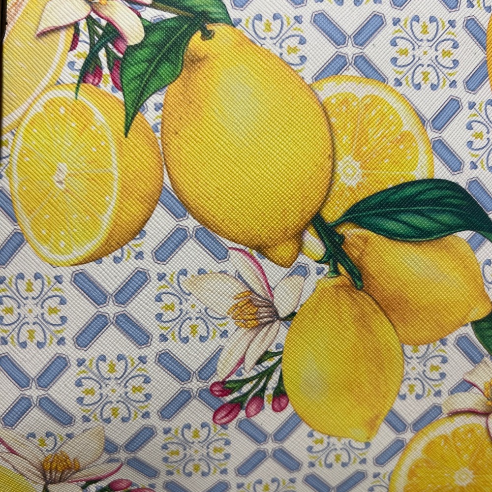 Giani Bernini Lemon Print Saffiano Medium Dome Satchel Bag in Yellow, Blue, Tan - Picture 3 of 16